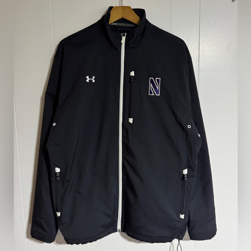 Under Armour Northwestern University Black Jacket Full Zip Windbreaker Insulated